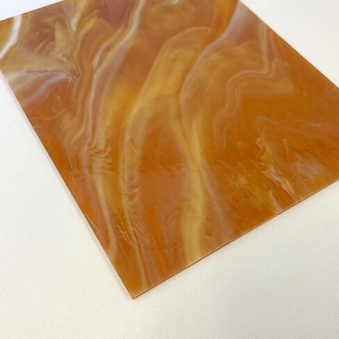 Wissmach Stained Glass Sheet Amber Crystal Opal (8"x12"- 1 Sheet) by BiNARi Glass Studio in Saudi Arabia