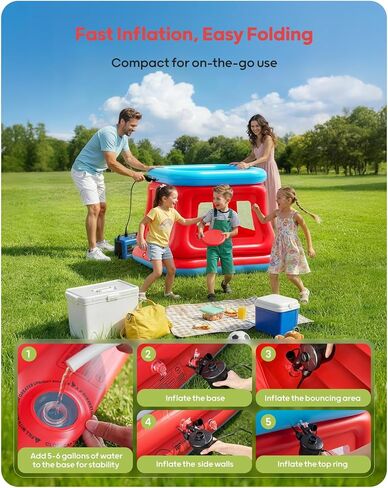 QPAU 3-in-1 Inflatable Bounce House for Kids 3–6, Ball Pit, Trampoline & Bounce Castle, Safety Net & Open-Entry, Outdoor Indoor Bouncy House with Electric Air Pump, Toddler Outdoor Toys for Backyard in Saudi Arabia