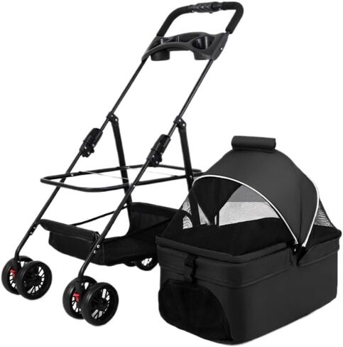 Pet Strollers Pet Cat And Dog Stroller Lightweight Foldable Stroller Small Pet Stroller Portable Dinner Plate Pet Stroller Pet Stroller Medium(White) in Kuwait