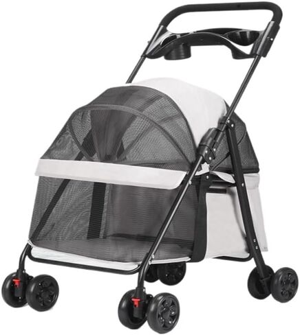 Pet Strollers Pet Stroller For Cats And Dogs, Small Dog Stroller, Small Dog And Cat Stroller, Outdoor Lightweight Stroller Pet Stroller Medium(White) in Kuwait
