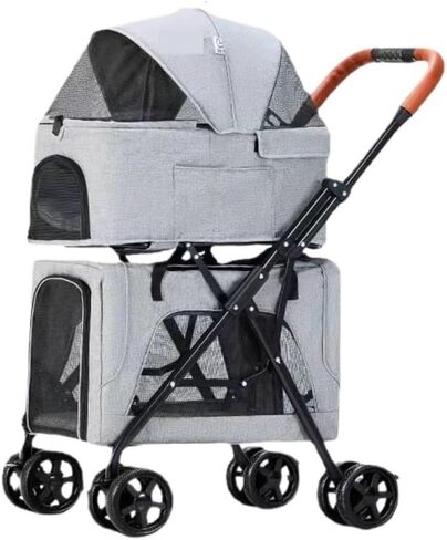 Pet Strollers Pet Launches Detachable Double-layer Pet Stroller, Portable Folding Stroller For Dogs And Cats When Going Out Pet Stroller Medium(G) in Kuwait