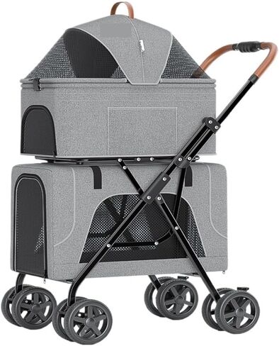 Pet Strollers Pet Stroller Lightweight Folding Double-layer Pet Stroller Doggy Pet Detachable Separate Cat Cage Cart Pet Stroller Medium(Blue) in Saudi Arabia