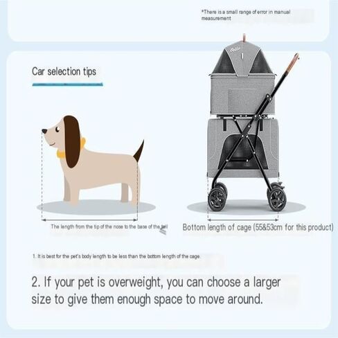 Pet Strollers Pet Stroller Lightweight Folding Double-layer Pet Stroller Doggy Pet Detachable Separate Cat Cage Cart Pet Stroller Medium(Blue) in Saudi Arabia