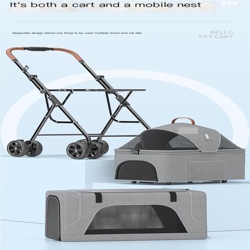 Pet Strollers Pet Stroller Lightweight Folding Double-layer Pet Stroller Doggy Pet Detachable Separate Cat Cage Cart Pet Stroller Medium(Blue) in Saudi Arabia