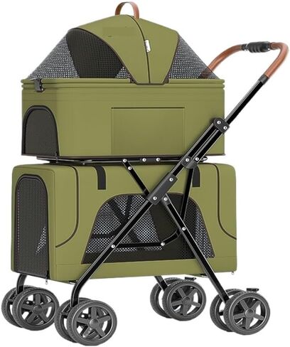 Pet Strollers Pet Stroller Lightweight Folding Double-layer Pet Stroller Doggy Pet Detachable Separate Cat Cage Cart Pet Stroller Medium(Blue) in Saudi Arabia