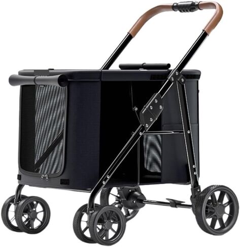 Pet Strollers Pet Stroller Dog Dog Cat Stroller Folding Outdoor Travel Portable Pet Stroller Dog Walking Cart Cat Cage Cart Pet Stroller Medium(Black) in Kuwait