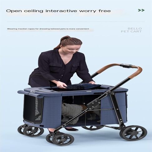 Pet Strollers Pet Stroller Dog Dog Cat Stroller Folding Outdoor Travel Portable Pet Stroller Dog Walking Cart Cat Cage Cart Pet Stroller Medium(Black) in Saudi Arabia