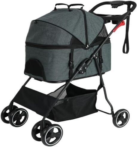 عربات الحيوانات الأليفة، عربة الحيوانات الأليفة، عربة الكلاب والقطط المنفصلة، ​​عربة الحيوانات الأليفة، عربة الحيوانات الأليفة المحمولة خفيفة الوزن، قابلة للطي، عربة الحيوانات الأليفة، متوسطة (وردي) in Kuwait