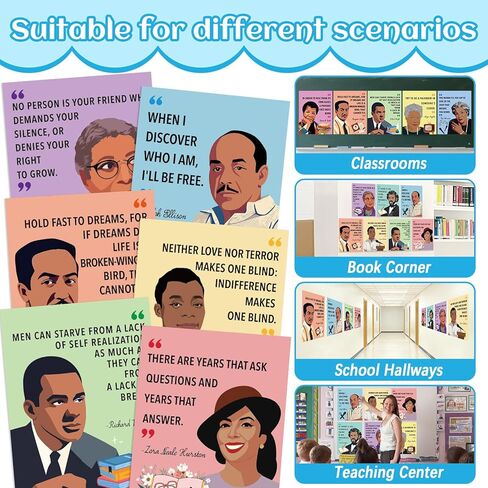 Black History Month Decorations Black History Posters Bulletin Board Decorations for Classroom Inspirational Famous Posters African American Authors Motivational Bulletin Board Home School Supplies in Saudi Arabia
