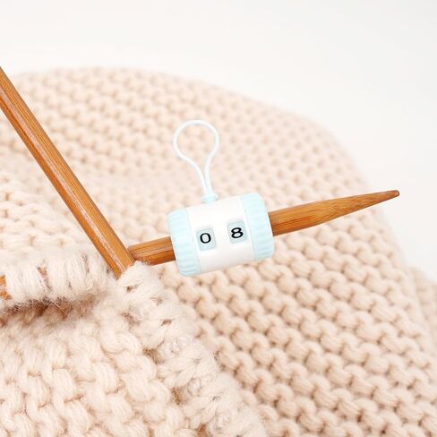 Connimonet Row Counter for Knitting,2 PCS Per Box, with Hanging Cord,Knitting Needle Marking Tool, Plastic Knitting Stitch Counter, Crochet Yarn Row Counter (Blue) in Saudi Arabia