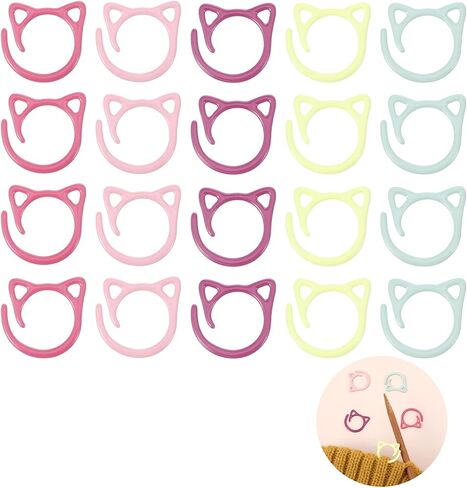 20PCS Cat Stitch Markers for Crocheting, Crochet Stitch Markers, Metal Knitting Stitchs Marker Set for DIY Weaving Knitting Sewing Tools Multicolor in Saudi Arabia