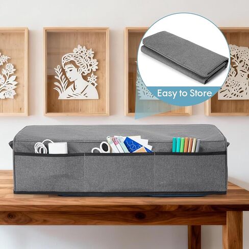 غطاء غبار YARWO متوافق مع مكبس الحرارة الاحترافي Cricut Autopress، غطاء غبار واقٍ مع جيوب ملحقة لآلة الضغط الحراري التلقائي، وحامل التحكم، والكابلات وأدوات DIY الأخرى، رمادي in Kuwait