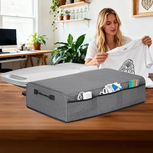 غطاء غبار YARWO متوافق مع مكبس الحرارة الاحترافي Cricut Autopress، غطاء غبار واقٍ مع جيوب ملحقة لآلة الضغط الحراري التلقائي، وحامل التحكم، والكابلات وأدوات DIY الأخرى، رمادي in Kuwait