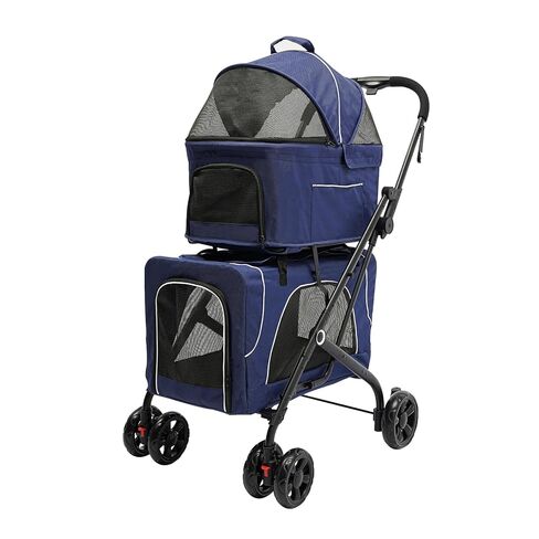 Cat Strollers with 2 Detachable Carrier Bags, Double Cat Strollers Small Doggy Pet Stroller Folding Dog Stroller for Small Medium Dogs Cats Puppy (Grey) in Saudi Arabia