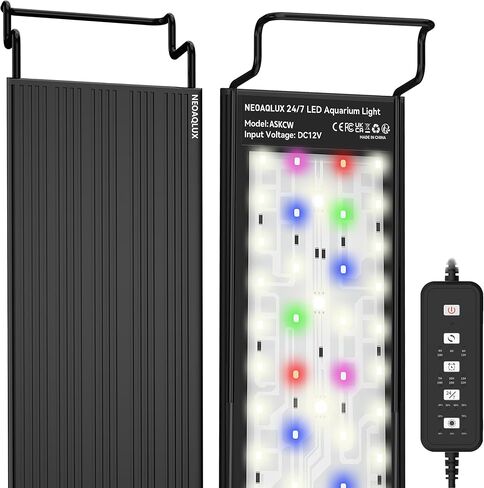 24/7 LED Aquarium Light for 24-30 Inch Plant & Fish Tank IP68, 12-Color & Gradient & Full Spectrum with Sunrise-Daylight-Moonlight, Auto On/Off, Brightness, Extendable Brackets for Freshwater in Kuwait