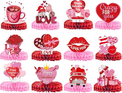 Valentines Day Table Decorations: 12Pcs Valentine Honeycomb Centerpieces Valentine Table Decorations Valentine Day Centerpieces for Table in Saudi Arabia
