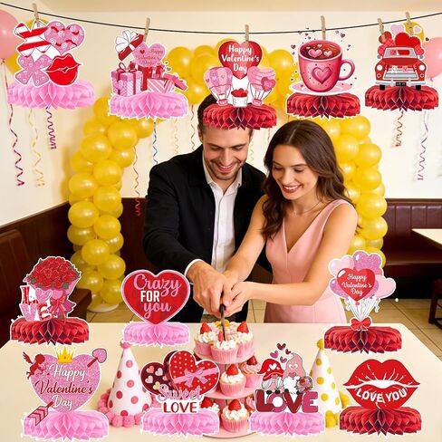 Valentines Day Table Decorations: 12Pcs Valentine Honeycomb Centerpieces Valentine Table Decorations Valentine Day Centerpieces for Table in Saudi Arabia