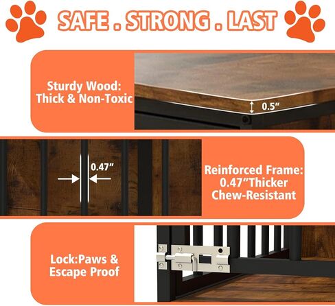 31.5" Dog Crate Furniture with Flip Door, Wooden Dog Kennel Indoor, Heavy Duty Pet Cage for Small Medium Dogs, Double Door Pet House End Table, Rustic Brown in Saudi Arabia