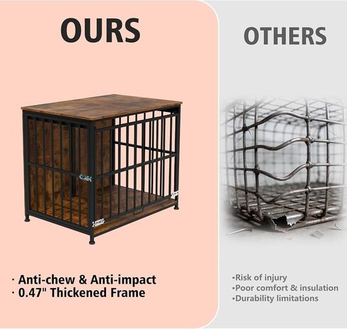31.5" Dog Crate Furniture with Flip Door, Wooden Dog Kennel Indoor, Heavy Duty Pet Cage for Small Medium Dogs, Double Door Pet House End Table, Rustic Brown in Saudi Arabia
