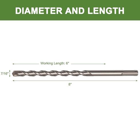 HLOFIZI 7/16" Concrete Drill Bit 8" Length with SDS Plus Shank, 7/16 inch Masonry Drill Bit Rotary Hammer Drill Bit Carbide Tipped for Block Wall, Brick, Stone, 1 Pack in Saudi Arabia