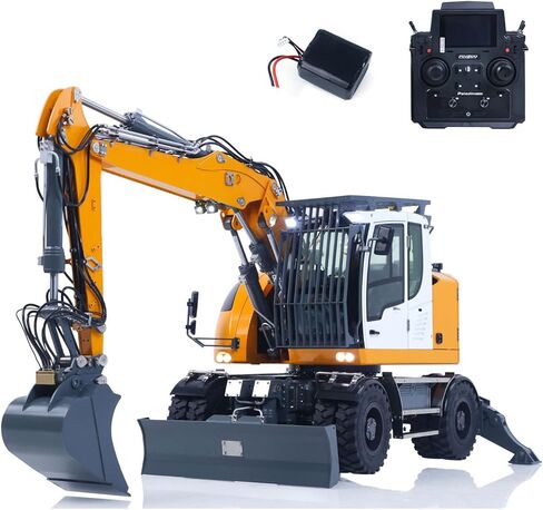 Lr914 Pro Max Metal 4Wd 1/14 RC Hydraulic Wheeled Excavator 11-Ways Valve RTR Radio Controlled Digger Pl18Ev Lite Battery Light Hobby Grade Model for Ages 14+ in Kuwait