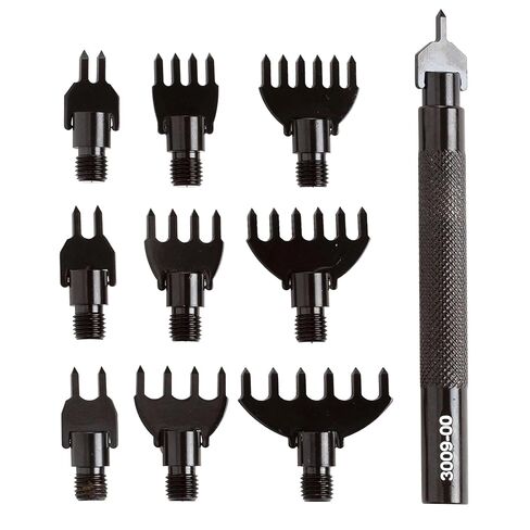 Tandy Leather Diamond Hole Chisel Set - for Clean Even Holes - Interchangeable Tips for Leather Sewing Projects - 10 Piece Set in Saudi Arabia
