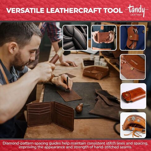 Tandy Leather Diamond Hole Chisel Set - for Clean Even Holes - Interchangeable Tips for Leather Sewing Projects - 10 Piece Set in Saudi Arabia