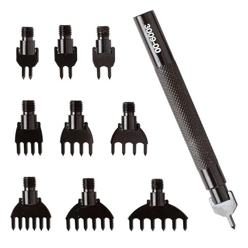 Tandy Leather Diamond Hole Chisel Set - for Clean Even Holes - Interchangeable Tips for Leather Sewing Projects - 10 Piece Set in Saudi Arabia