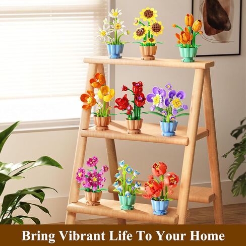 9 Pack Flowers Botanicals Collection 3.6MM Mini Building Set-1362PCS Flower Plants Building Block Toy, Valentines Artificial Flower Kits for Home Office Decor, Birthday Gifts for Adults Women Kids 12+ in Saudi Arabia