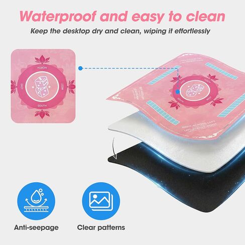 Mahjong Mat for Table Waterproof Anti-Wrinkle No Creases 31.5"" Anti-Slip Noise-Reducing Game Mat Table Cover for Mahjong Poker Board Games Dominoes (Pink) in Saudi Arabia