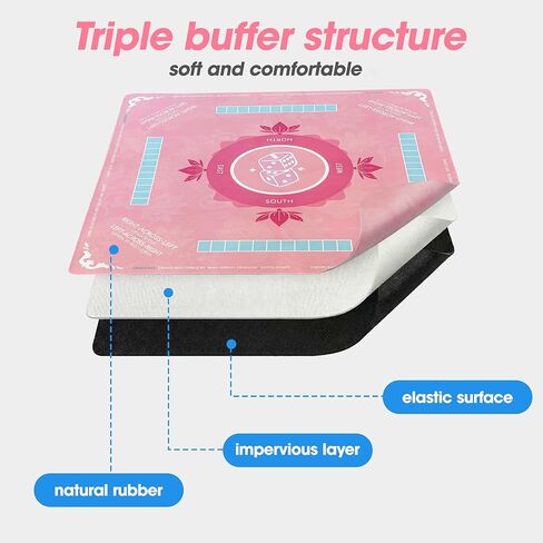 Mahjong Mat for Table Waterproof Anti-Wrinkle No Creases 31.5"" Anti-Slip Noise-Reducing Game Mat Table Cover for Mahjong Poker Board Games Dominoes (Pink) in Saudi Arabia