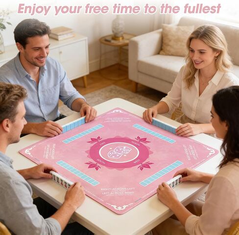 Mahjong Mat for Table Waterproof Anti-Wrinkle No Creases 31.5"" Anti-Slip Noise-Reducing Game Mat Table Cover for Mahjong Poker Board Games Dominoes (Pink) in Saudi Arabia