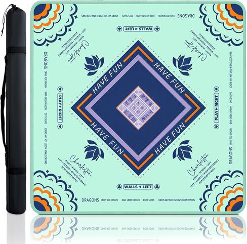 سجادة ماجونج للطاولة - غطاء طاولة مضاد للانزلاق مقاس 33 × 33 بوصة لتقليل الضوضاء، بساط ألعاب محمول للجونج والبوكر والبطاقات وألعاب الطاولة مع حقيبة حمل in Kuwait