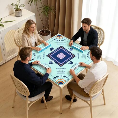 سجادة ماجونج للطاولة - غطاء طاولة مضاد للانزلاق مقاس 33 × 33 بوصة لتقليل الضوضاء، بساط ألعاب محمول للجونج والبوكر والبطاقات وألعاب الطاولة مع حقيبة حمل in Kuwait