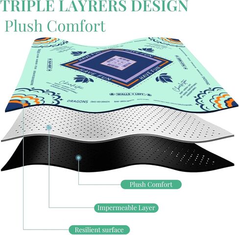 سجادة ماجونج للطاولة - غطاء طاولة مضاد للانزلاق مقاس 33 × 33 بوصة لتقليل الضوضاء، بساط ألعاب محمول للجونج والبوكر والبطاقات وألعاب الطاولة مع حقيبة حمل in Kuwait