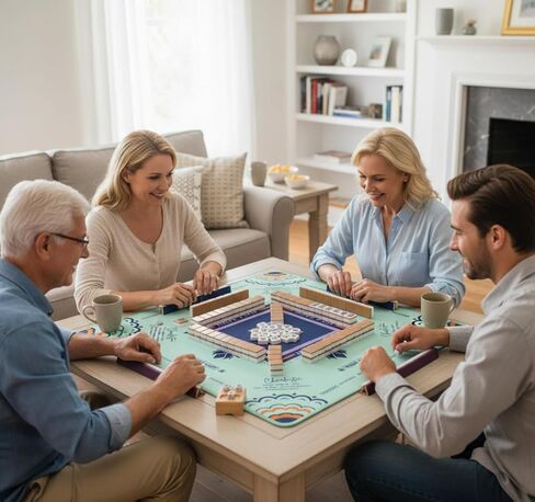 سجادة ماجونج للطاولة - غطاء طاولة مضاد للانزلاق مقاس 33 × 33 بوصة لتقليل الضوضاء، بساط ألعاب محمول للجونج والبوكر والبطاقات وألعاب الطاولة مع حقيبة حمل in Kuwait