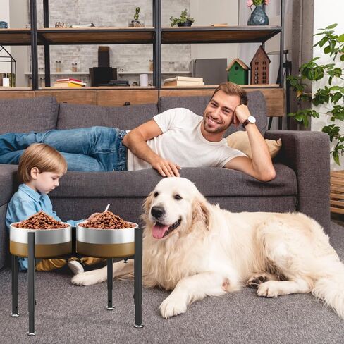 حامل وعاء مرتفع للكلاب، دعامات تغذية معدنية للكلاب من FHDUSRYO، 4 ارتفاعات قابلة للتعديل، عرض 8-14.5 بوصة، 14-21.2 بوصة، حامل قوس مرتفع للحيوانات الأليفة غير قابل للانزلاق ولا ينسكب للكلاب الصغيرة والمتوسطة والكبيرة (مزدوج) in Kuwait