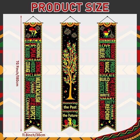 Wiooffen 3 PCS Black History Month Banners Bulletin Board MLK Day Decorations African American Front Door Porch Sign Black History Month Hanging Banner Juneteenth Wall Decor for Indoor Outdoor in Saudi Arabia