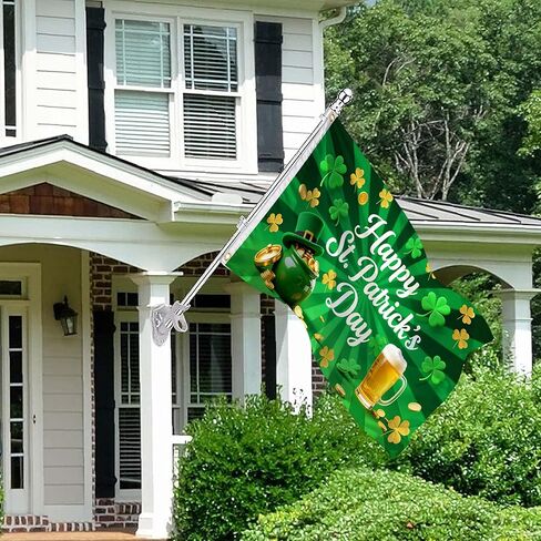 St Patrick's Day Flags 3x5 Outdoor Double Sided Flag 5x3 Ft Green Shamrocks Irish Holiday Decorations – Durable Polyester St Patricks Day Banner with White Header & 2 Brass Grommets for Yard House Garden in Saudi Arabia