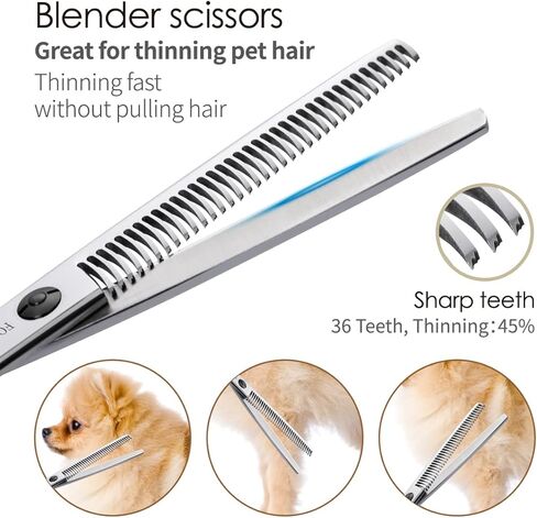 مجموعة مقصات العناية بالكلاب مكونة من 4 قطع مقاس 7 بوصة، مقصات احترافية للعناية بالكلاب، مقصات منحنية ومستقيمة للكلاب والقطط والحيوانات الأليفة (مجموعة 7 بوصات، ذهبي) in Kuwait