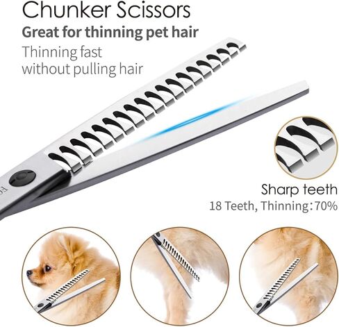 مجموعة مقصات العناية بالكلاب مكونة من 4 قطع مقاس 7 بوصة، مقصات احترافية للعناية بالكلاب، مقصات منحنية ومستقيمة للكلاب والقطط والحيوانات الأليفة (مجموعة 7 بوصات، ذهبي) in Kuwait