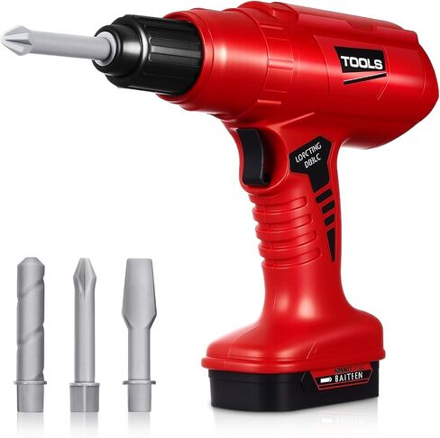 Toy Drill Set with 3 Interchangeable Drill Bits Electric Play Tool with Realistic Sound Construction Toy Tools Birthday Gifts for Kids Boys Girls in Saudi Arabia