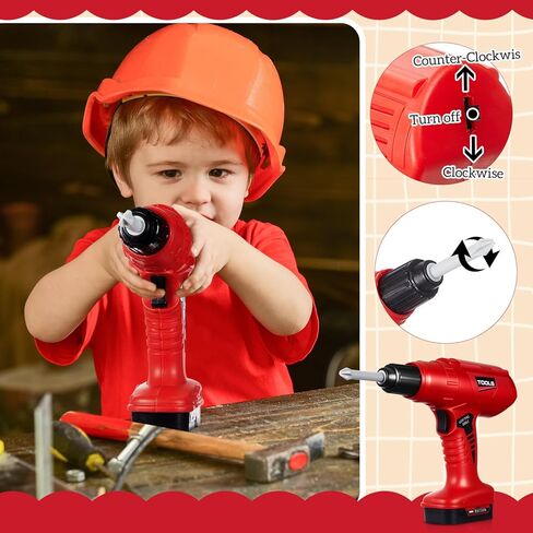 Toy Drill Set with 3 Interchangeable Drill Bits Electric Play Tool with Realistic Sound Construction Toy Tools Birthday Gifts for Kids Boys Girls in Saudi Arabia