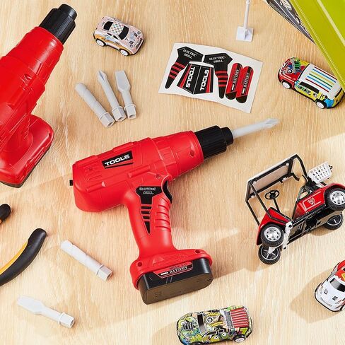 Toy Drill Set with 3 Interchangeable Drill Bits Electric Play Tool with Realistic Sound Construction Toy Tools Birthday Gifts for Kids Boys Girls in Saudi Arabia
