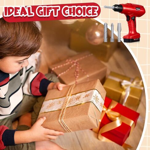 Toy Drill Set with 3 Interchangeable Drill Bits Electric Play Tool with Realistic Sound Construction Toy Tools Birthday Gifts for Kids Boys Girls in Saudi Arabia