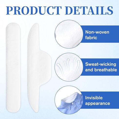 50 PCS Collar Hats Protector Sweat Pads Disposable Anti-Dirty Stain Shirt Neck Liner Self-adhesive Grime Side Lining Stand Sticky Patches for Hats Shirt Cuff Men Women Dress Shirts Summer in Saudi Arabia