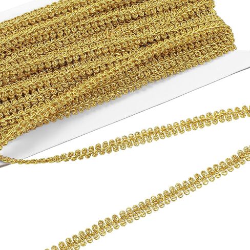 15 Yards Gold Trim for Sewing, 0.4 Inch Gold Braid Lace Trims Metallic Gimp Braided Ribbon Trim for Wedding Bridal Costume DIY Crafts Clothing Sewing in Saudi Arabia