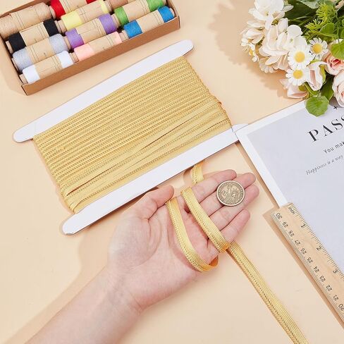 10 Yards 0.39 Inch Wide Golden Twisted Lip Cord Trim, Metalic Gold Cord-Edge Piping Trims Polyester Piping Bias Tape, Sewing Accessories for Dress Costume Home Textile Decoration in Saudi Arabia