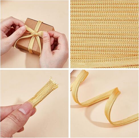 10 Yards 0.39 Inch Wide Golden Twisted Lip Cord Trim, Metalic Gold Cord-Edge Piping Trims Polyester Piping Bias Tape, Sewing Accessories for Dress Costume Home Textile Decoration in Saudi Arabia