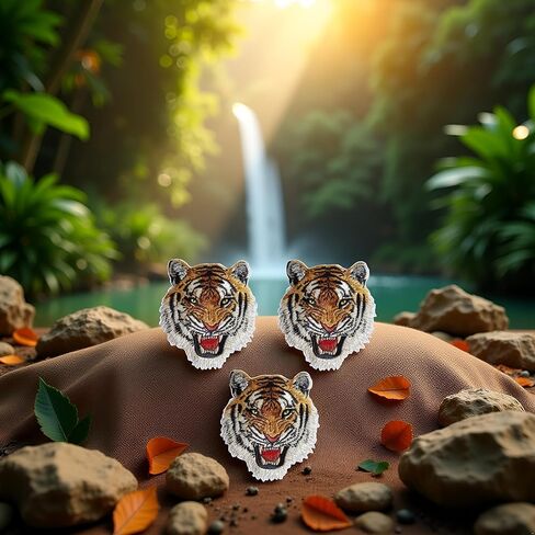 3Pcs Tiger Face Sew on or Iron on Embroidery Patches for Jeans, Shirts, Hoodies, Blouses, Bags, Caps, Backpacks, Purses, Tiger Face Appliques, Embroidered Appliqué in Saudi Arabia